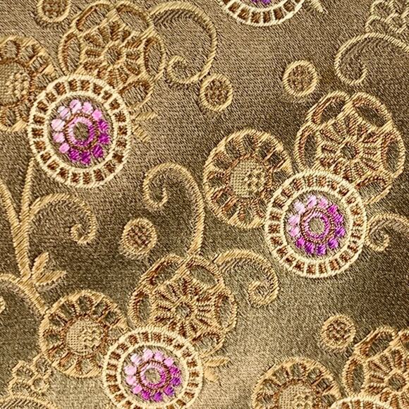 ERMENEGILDO ZEGNA Purple Taupe Abstract Floral Silk Tie - Picture 2 of 5